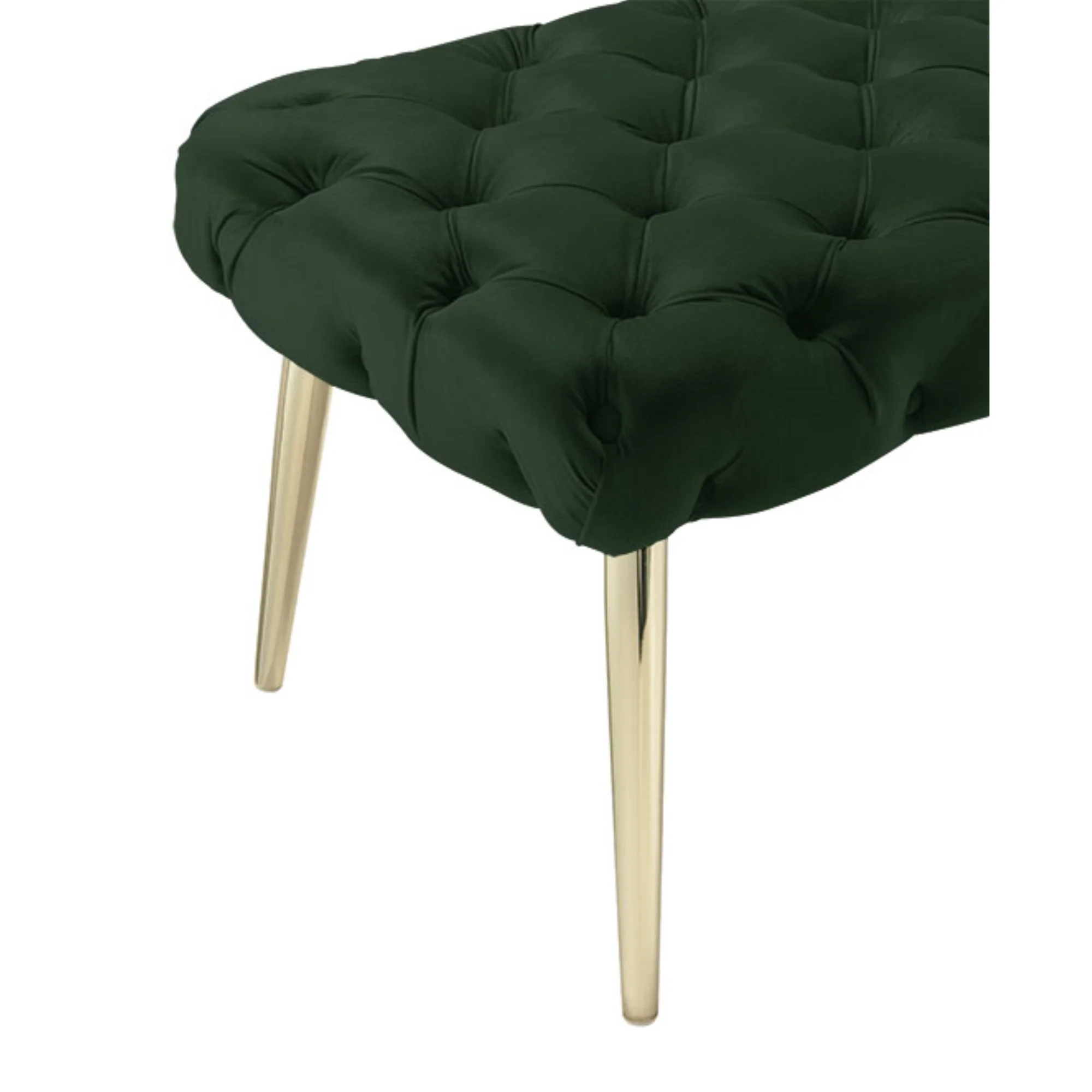 48" Hunter Green And Gold Upholstered Velvet Bench By Homeroots - Image 4