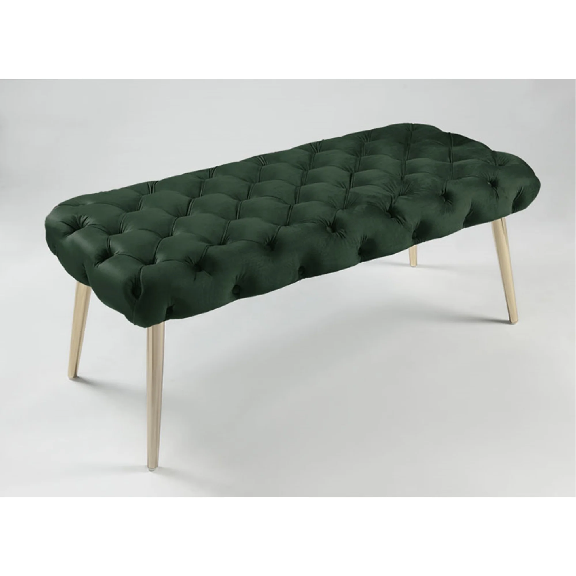 48" Hunter Green And Gold Upholstered Velvet Bench By Homeroots - Image 7