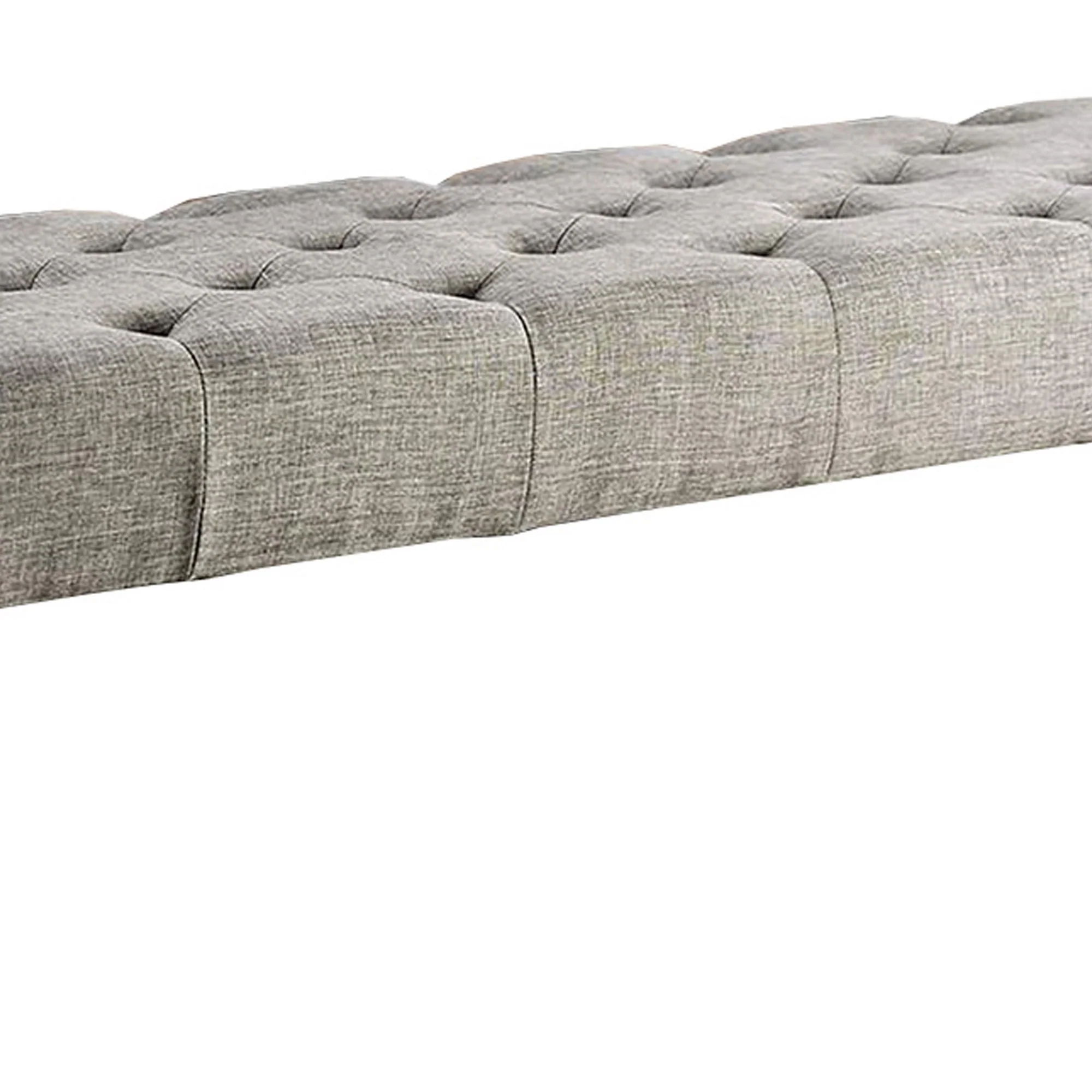 48 Inches Bench with Tufted Seat and Chamfered Legs, Light Gray By Benzara - Image 3