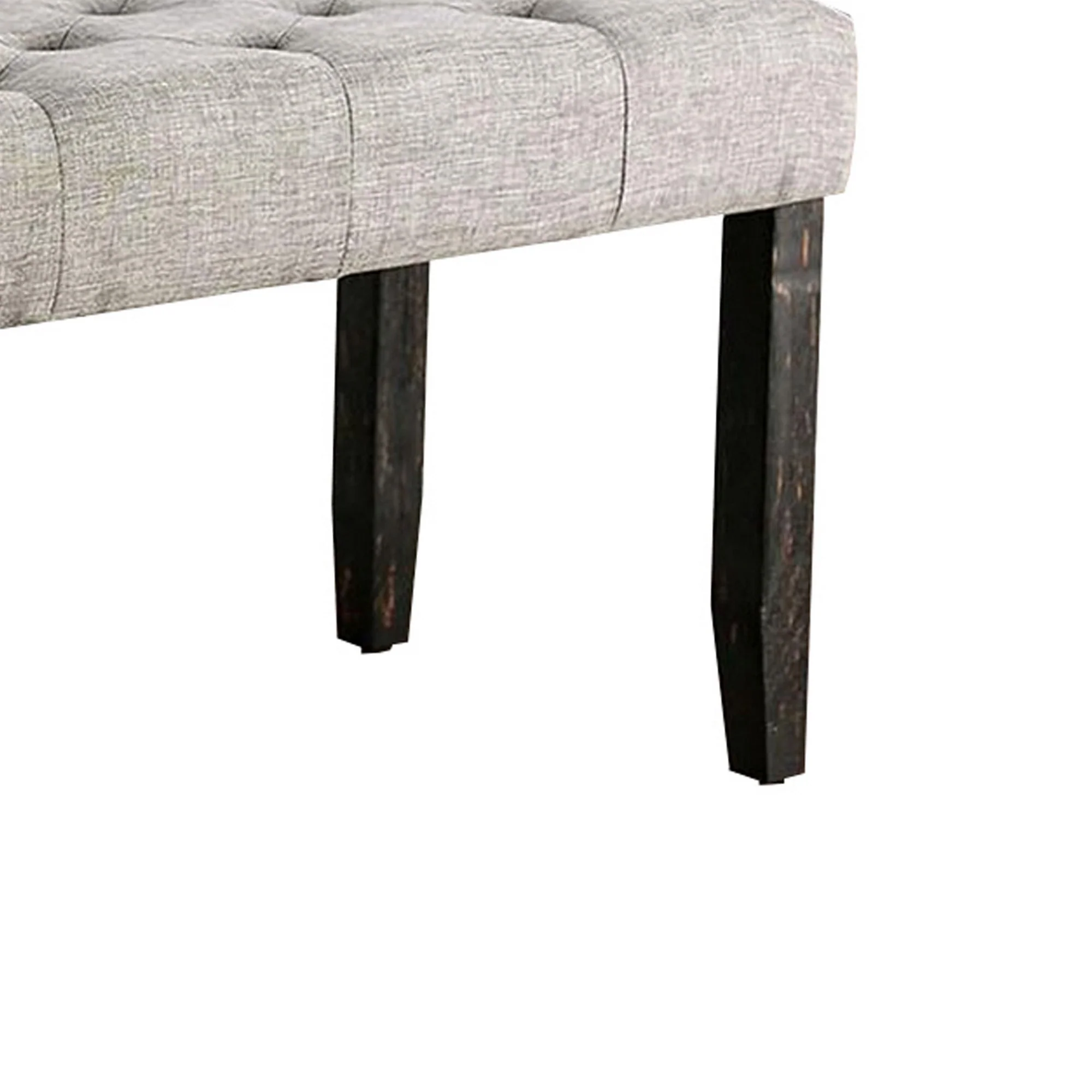 48 Inches Bench with Tufted Seat and Chamfered Legs, Light Gray By Benzara - Image 4