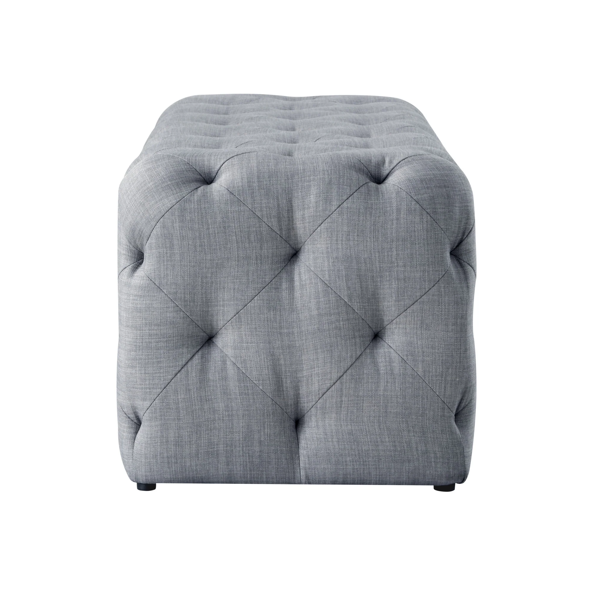 48" Light Gray And Black Upholstered Linen Bench By Homeroots - Image 2