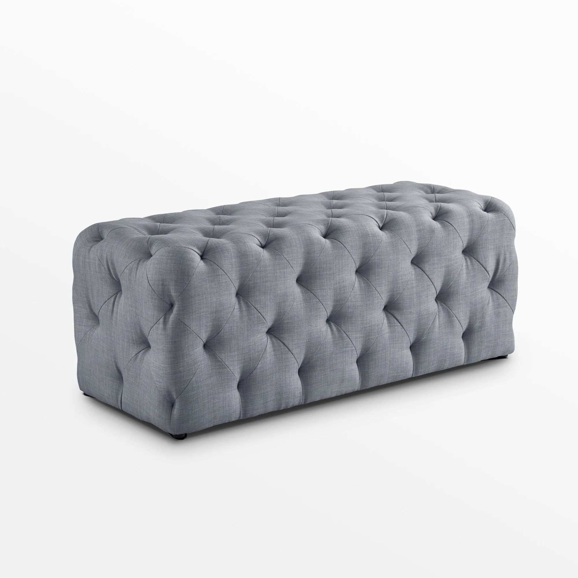 48" Light Gray And Black Upholstered Linen Bench By Homeroots - Image 3