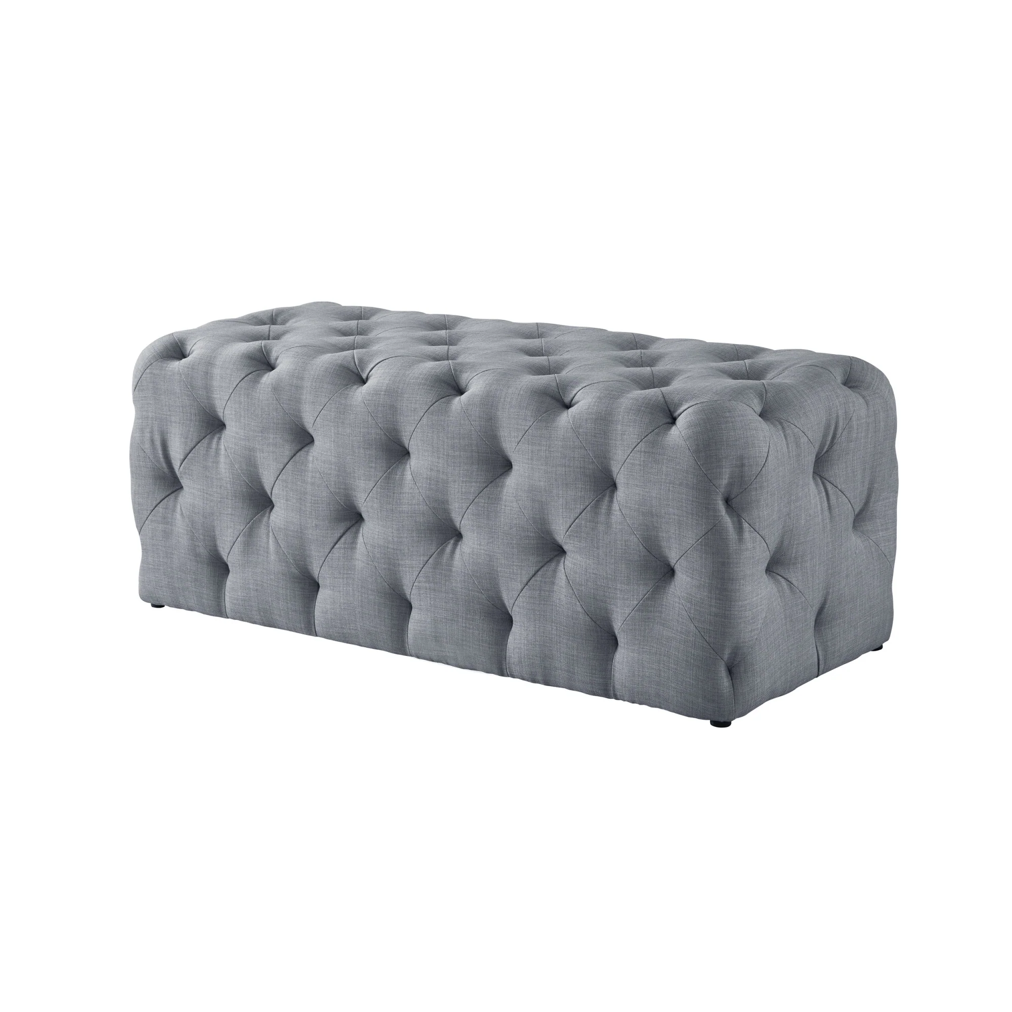 48" Light Gray And Black Upholstered Linen Bench By Homeroots - Image 5