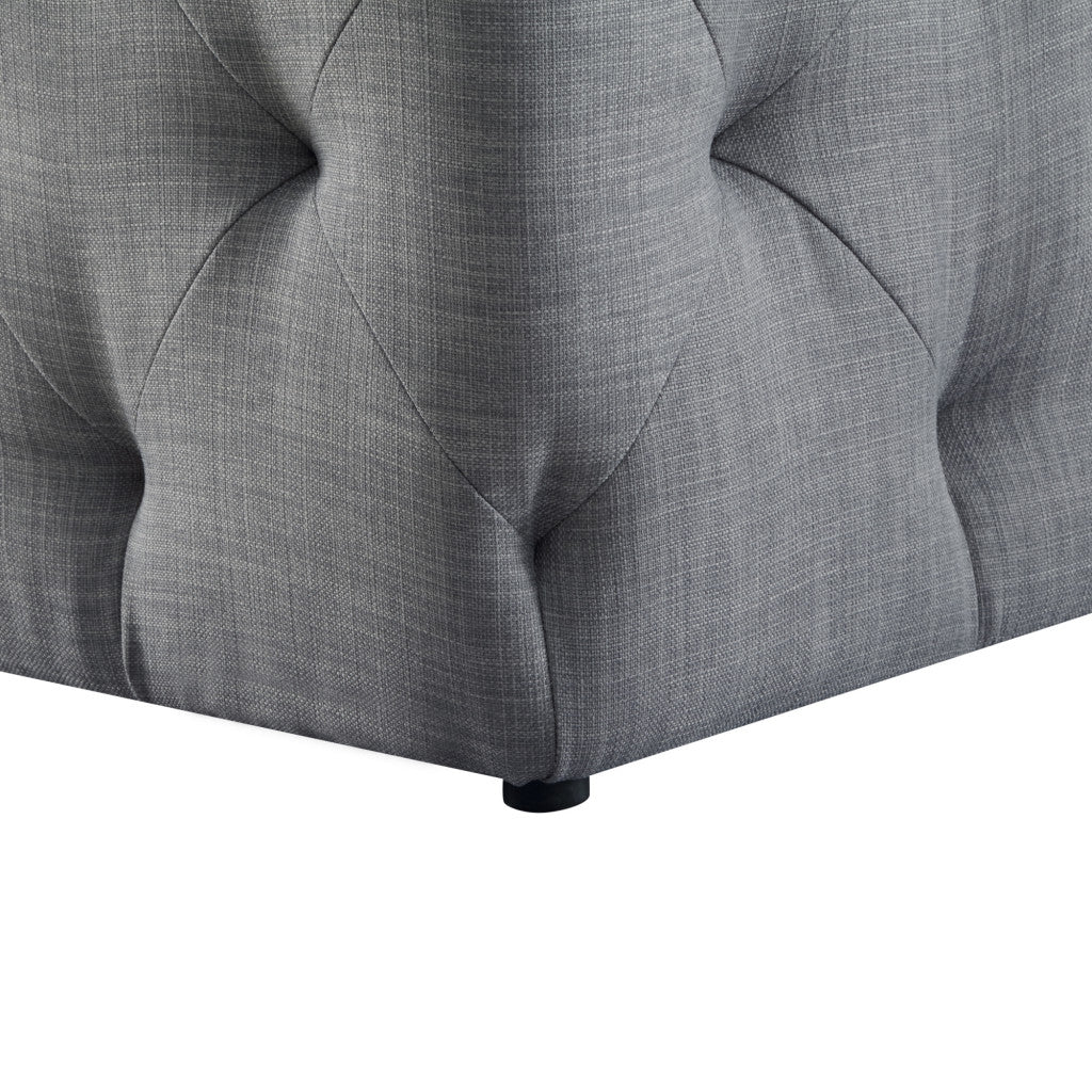 48" Light Gray And Black Upholstered Linen Bench By Homeroots - Image 6
