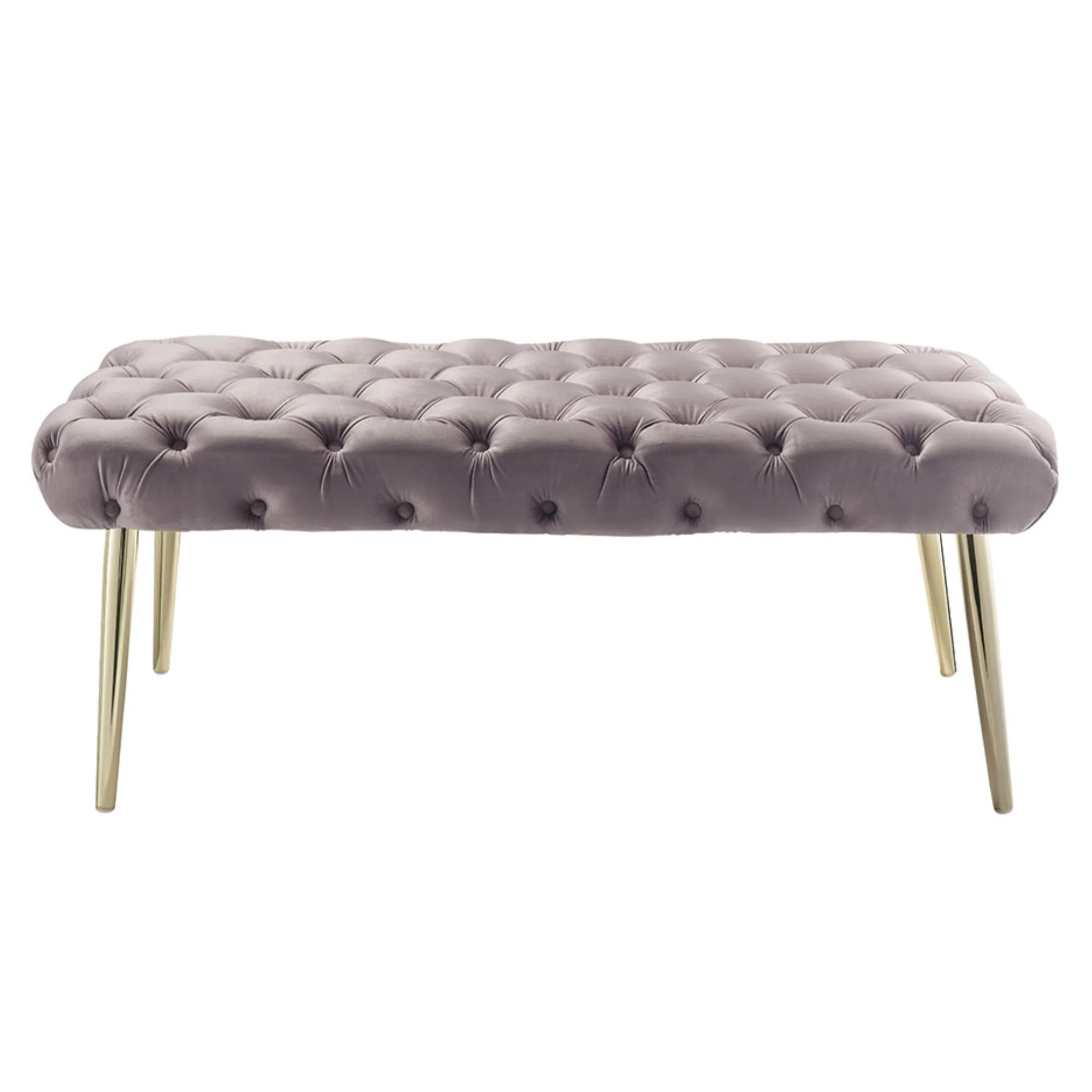 48" Lilac And Gold Upholstered Velvet Bench By Homeroots - Image 2