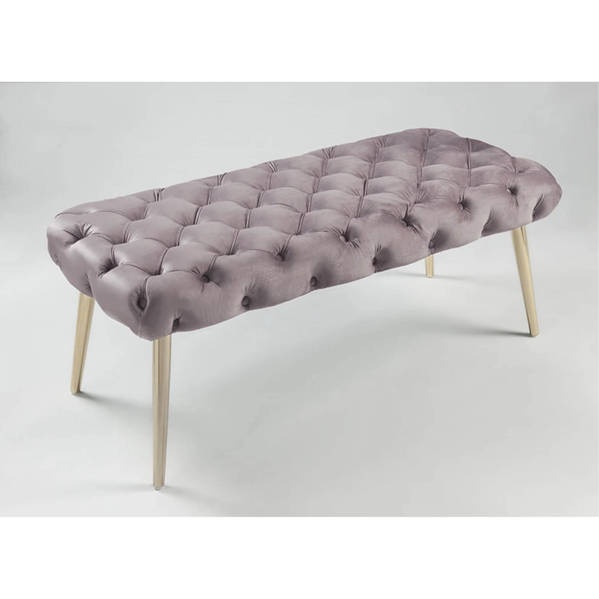 48" Lilac And Gold Upholstered Velvet Bench By Homeroots - Image 7