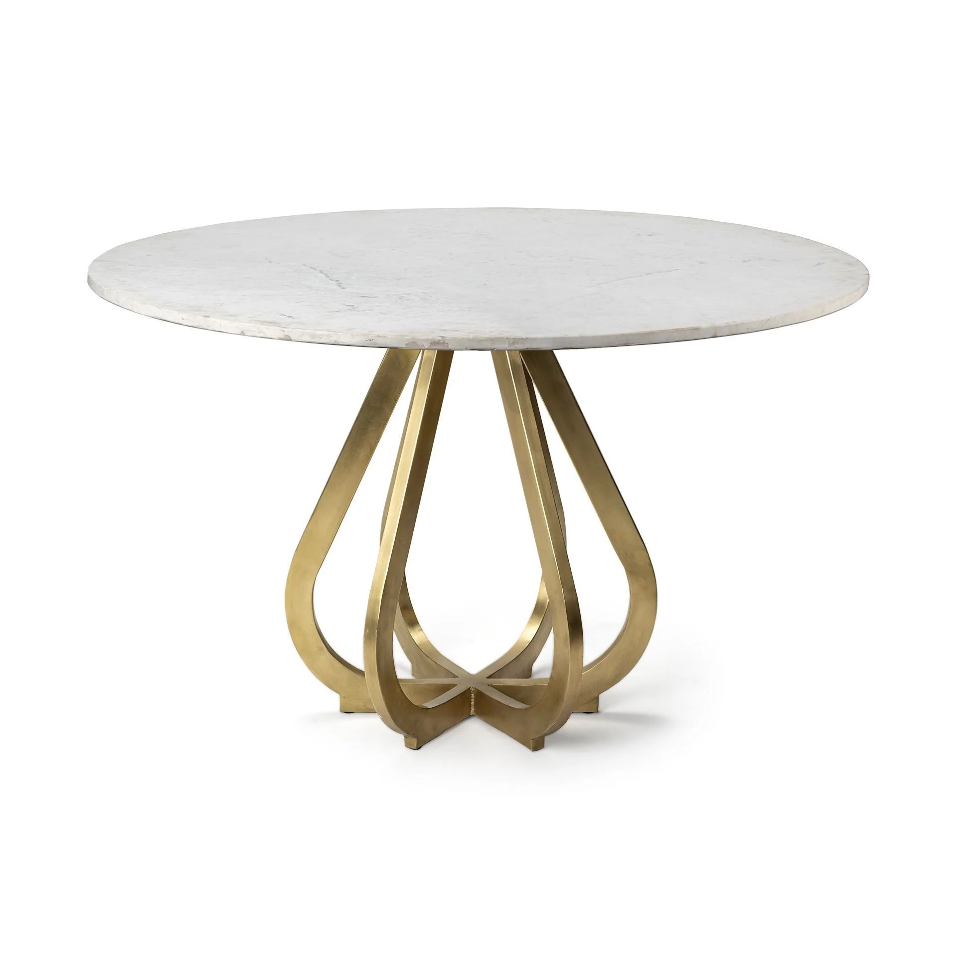 48' Marble Top With Gold Metal Base Dining Table By Homeroots - Image 2