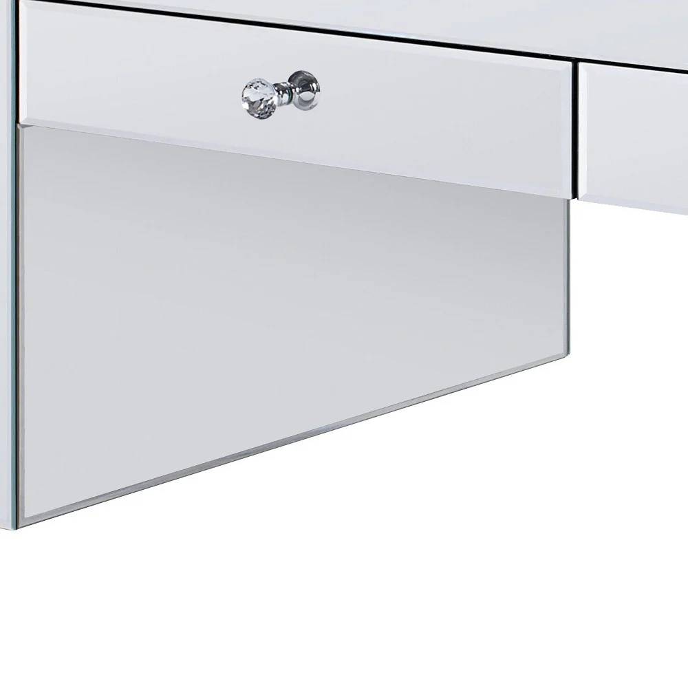 48" Mirrored Mirrored Rectangular Mirrored Coffee Table With Two Drawers By Homeroots - Image 3