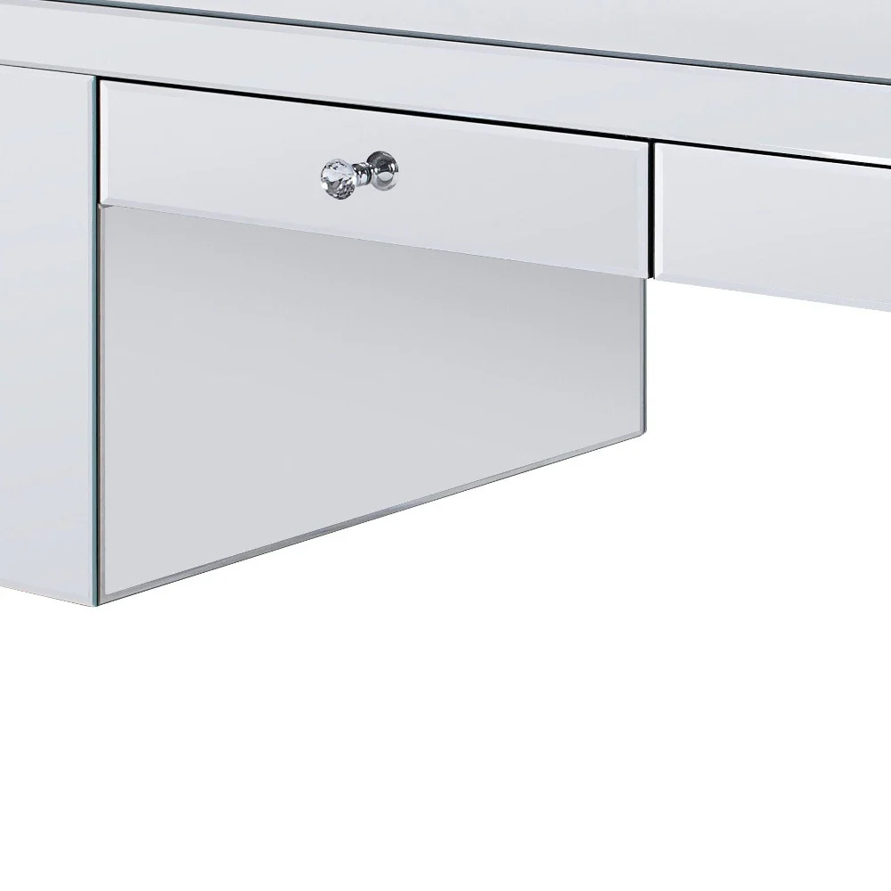 48" Mirrored Mirrored Rectangular Mirrored Coffee Table With Two Drawers By Homeroots - Image 4