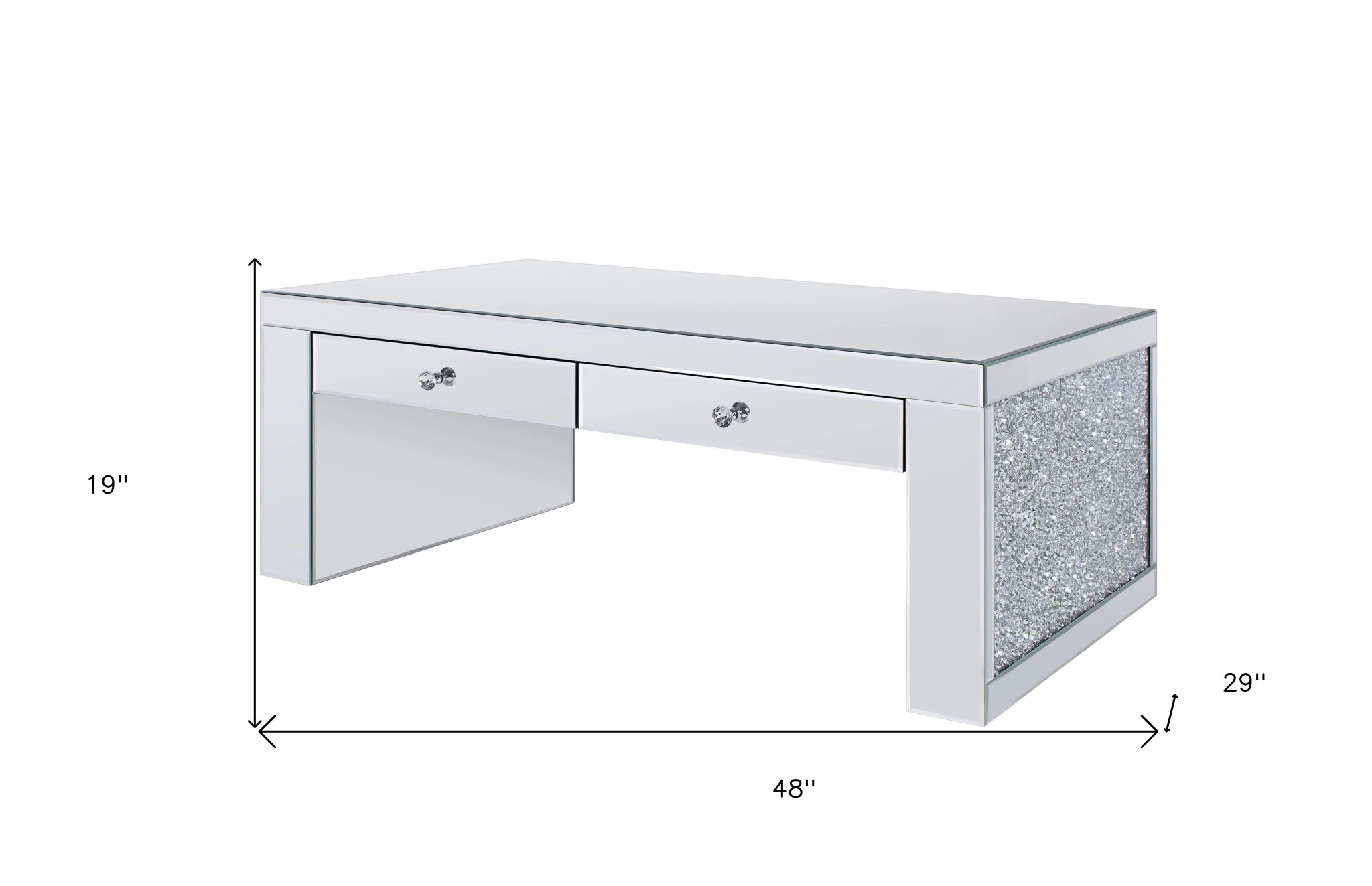 48" Mirrored Mirrored Rectangular Mirrored Coffee Table With Two Drawers By Homeroots - Image 5