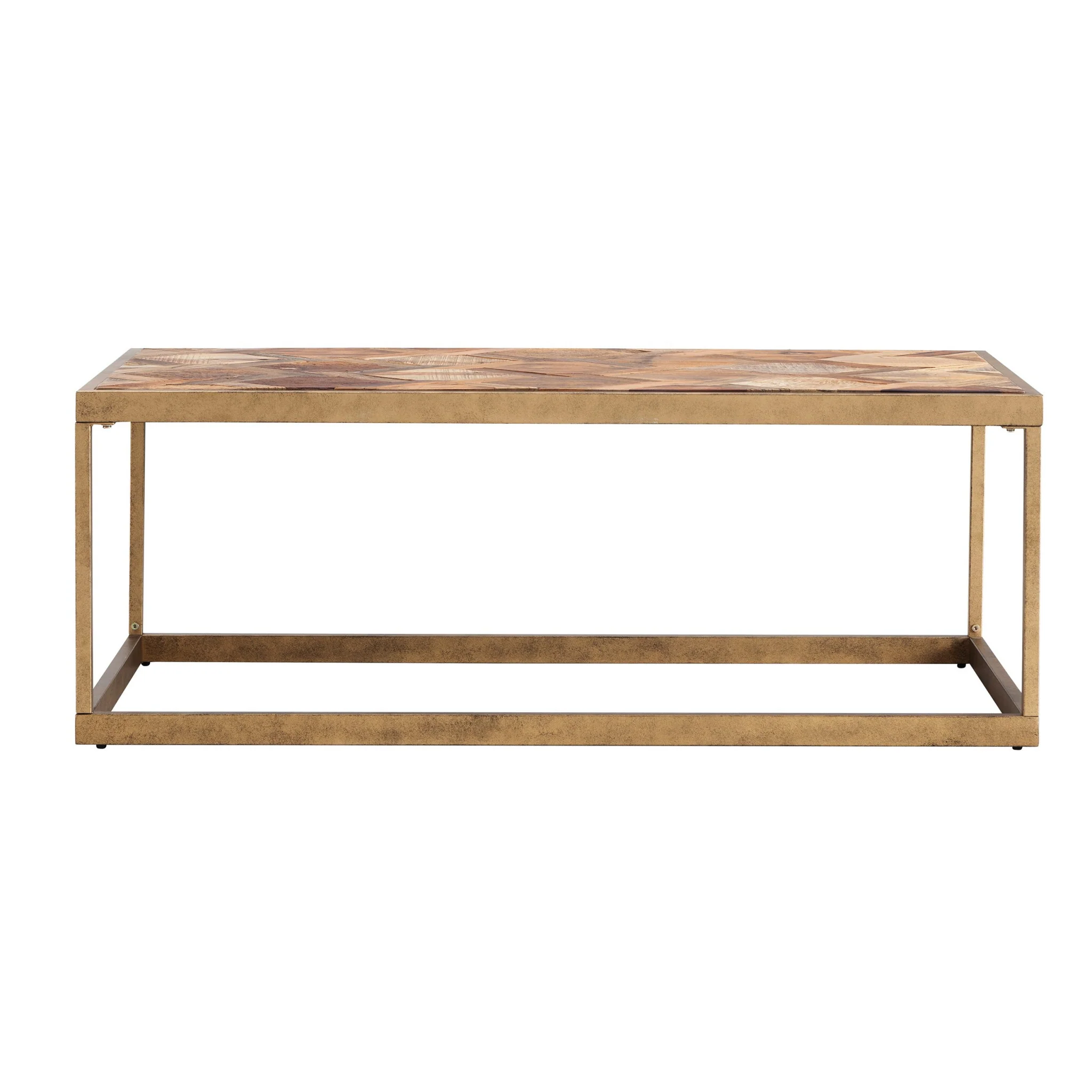 48" Natural And Natural Brown Solid Wood And Metal Rectangular Coffee Table By Homeroots - Image 2