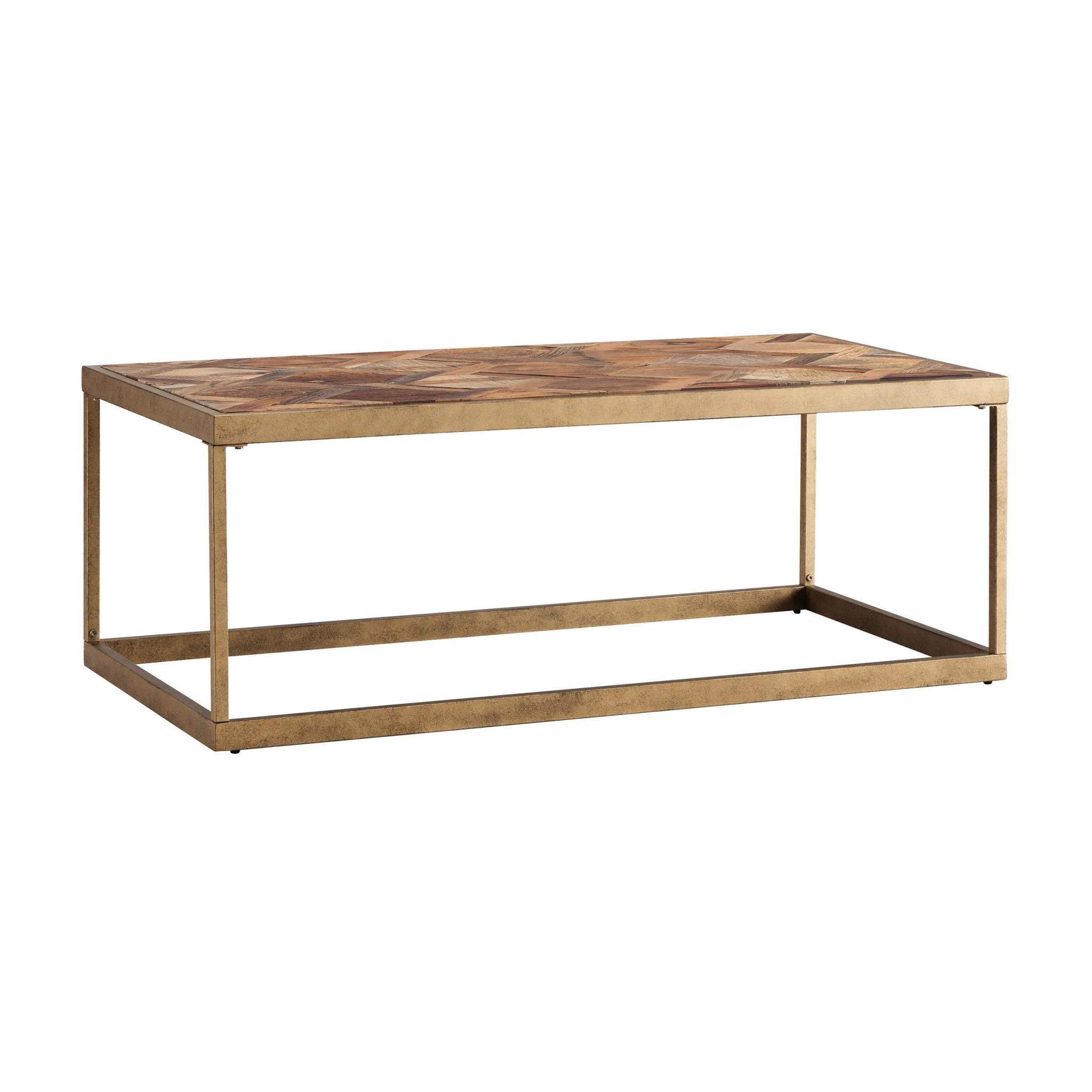 48" Natural And Natural Brown Solid Wood And Metal Rectangular Coffee Table By Homeroots - Image 3