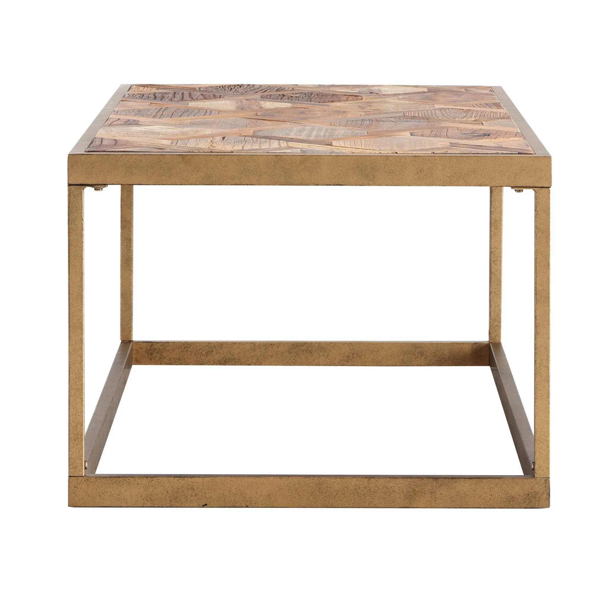 48" Natural And Natural Brown Solid Wood And Metal Rectangular Coffee Table By Homeroots - Image 4