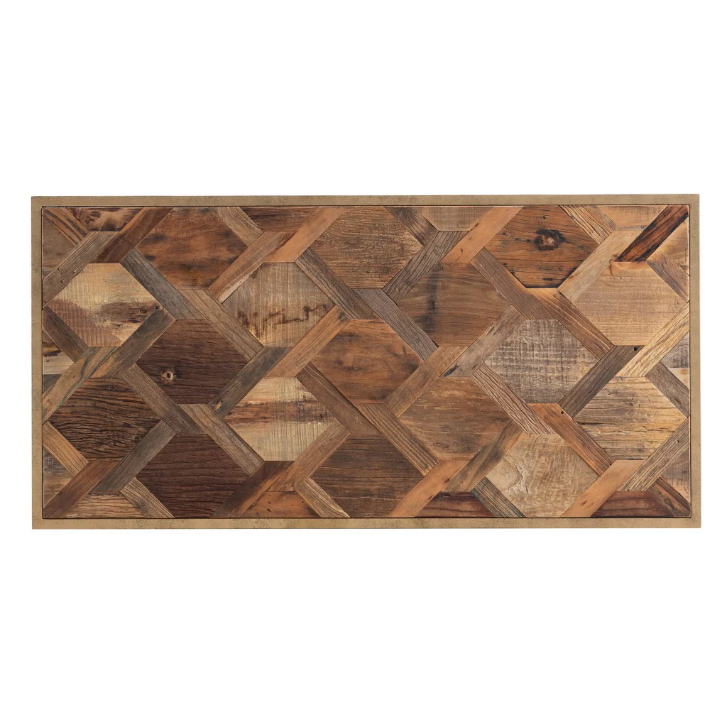 48" Natural And Natural Brown Solid Wood And Metal Rectangular Coffee Table By Homeroots - Image 5