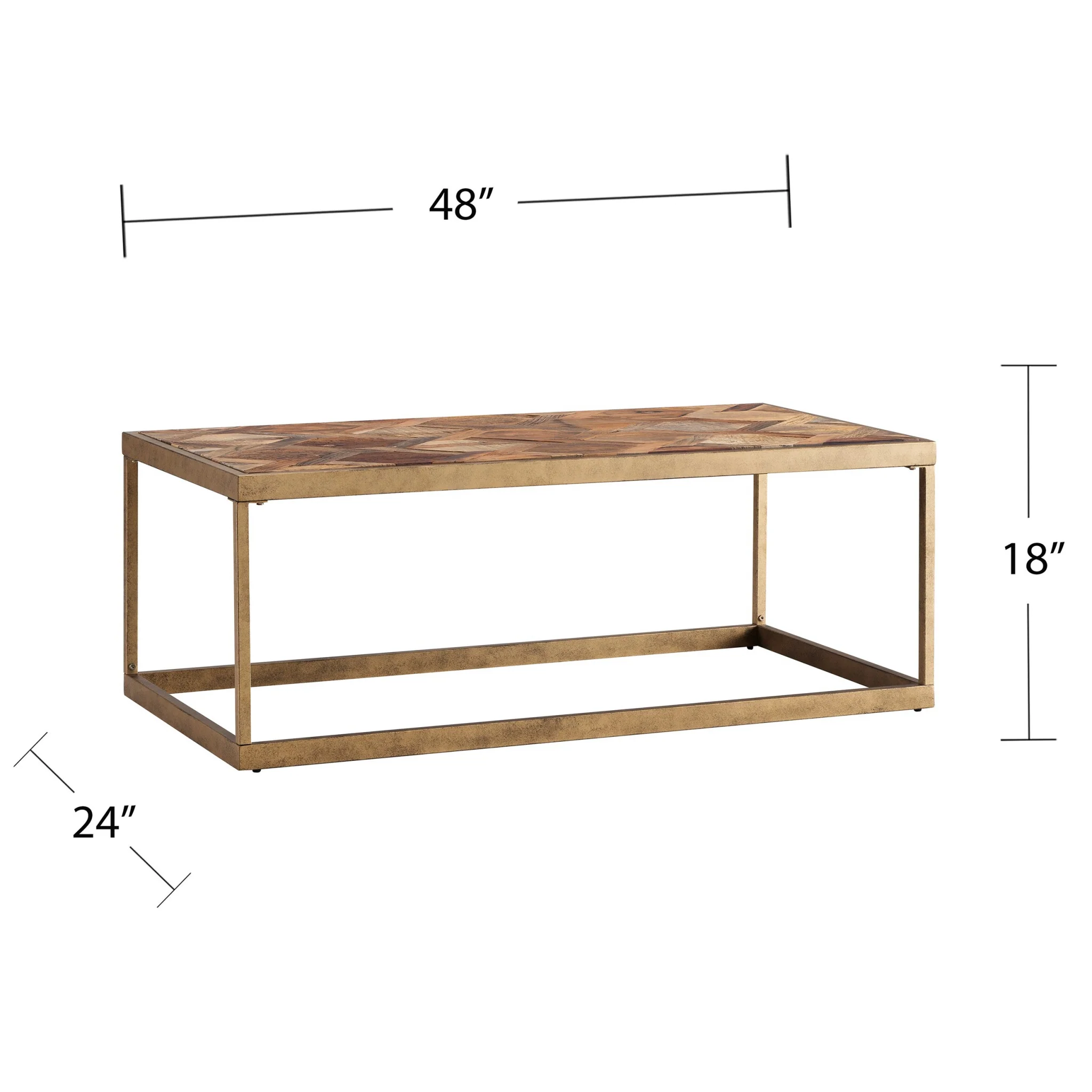 48" Natural And Natural Brown Solid Wood And Metal Rectangular Coffee Table By Homeroots - Image 6
