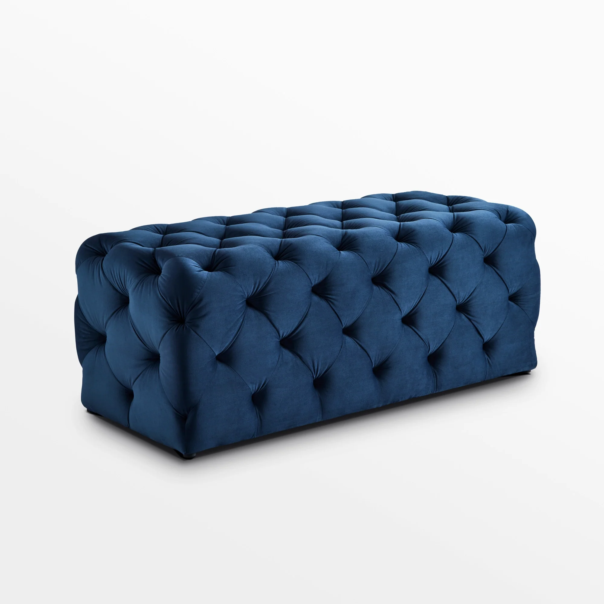 48" Navy Blue And Black Upholstered Velvet Bench By Homeroots - Image 5