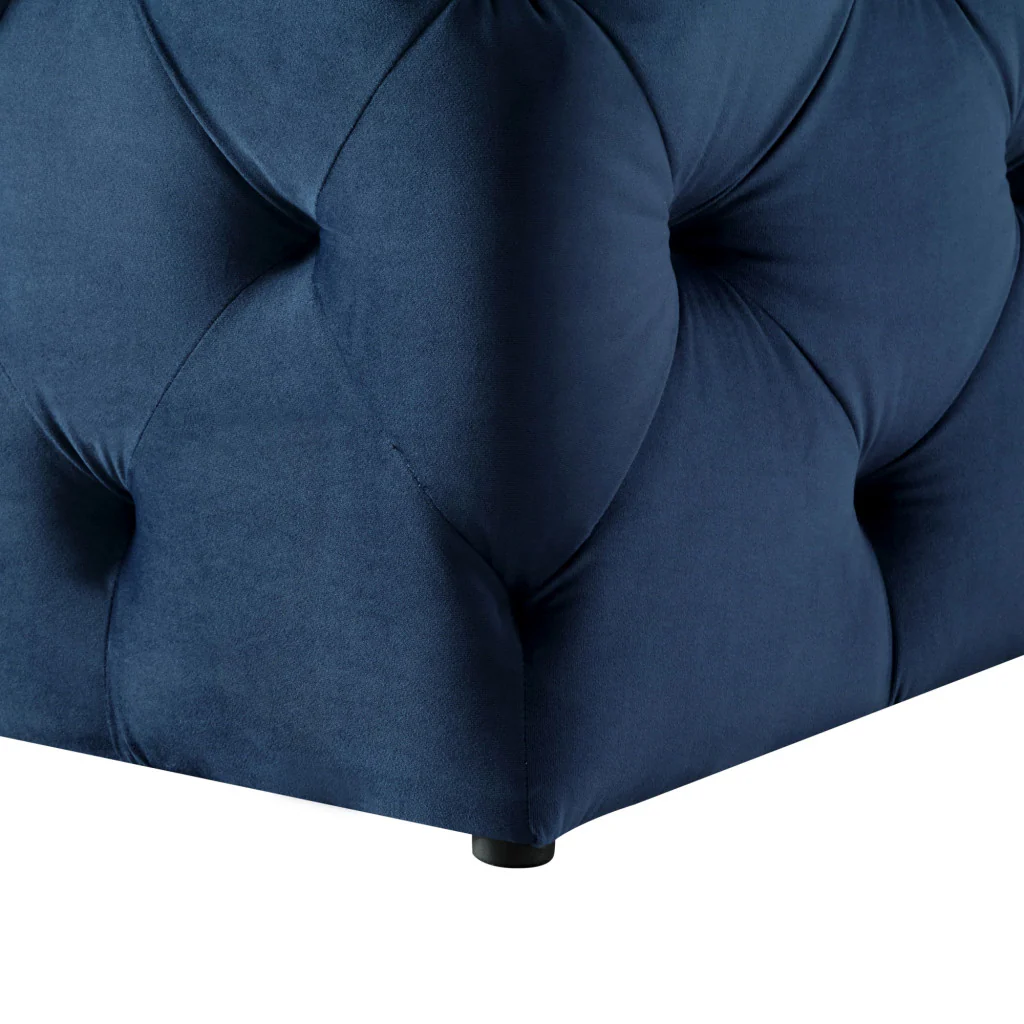 48" Navy Blue And Black Upholstered Velvet Bench By Homeroots - Image 6