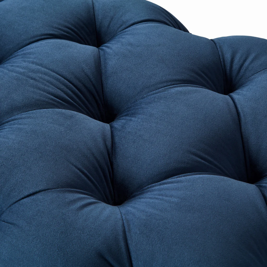 48" Navy Blue And Black Upholstered Velvet Bench By Homeroots - Image 7