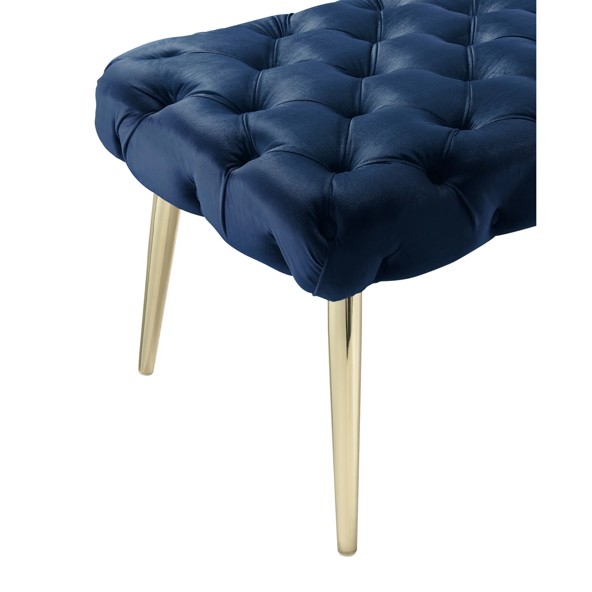 48" Navy Blue And Gold Upholstered Velvet Bench By Homeroots - Image 4