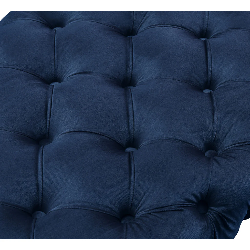 48" Navy Blue And Gold Upholstered Velvet Bench By Homeroots - Image 6