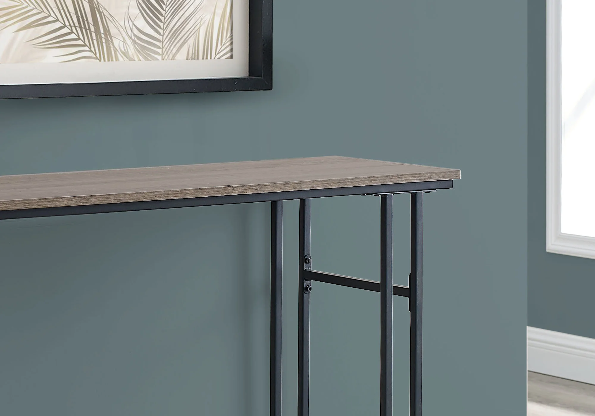 48" Rectangular GreywithBlack Metal Hall Console Accent Table By Homeroots - Image 6