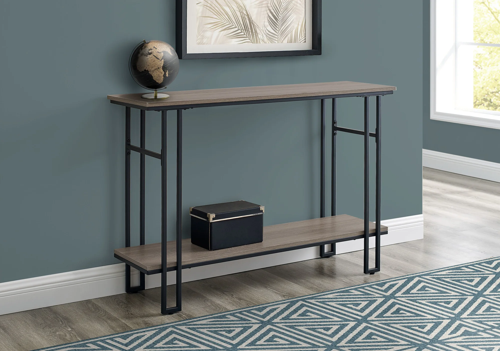 48" Rectangular GreywithBlack Metal Hall Console Accent Table By Homeroots - Image 7