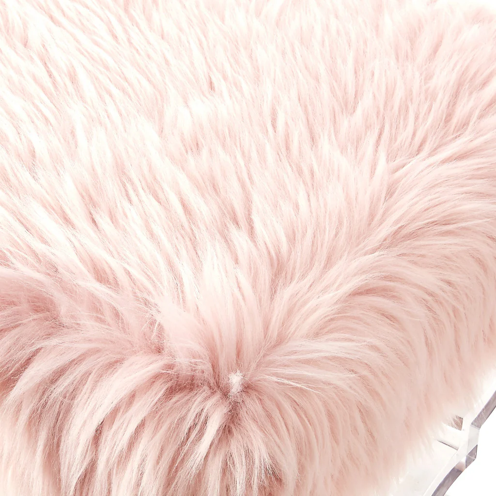 48" Rose And Clear Upholstered Faux Fur Bench By Homeroots - Image 7