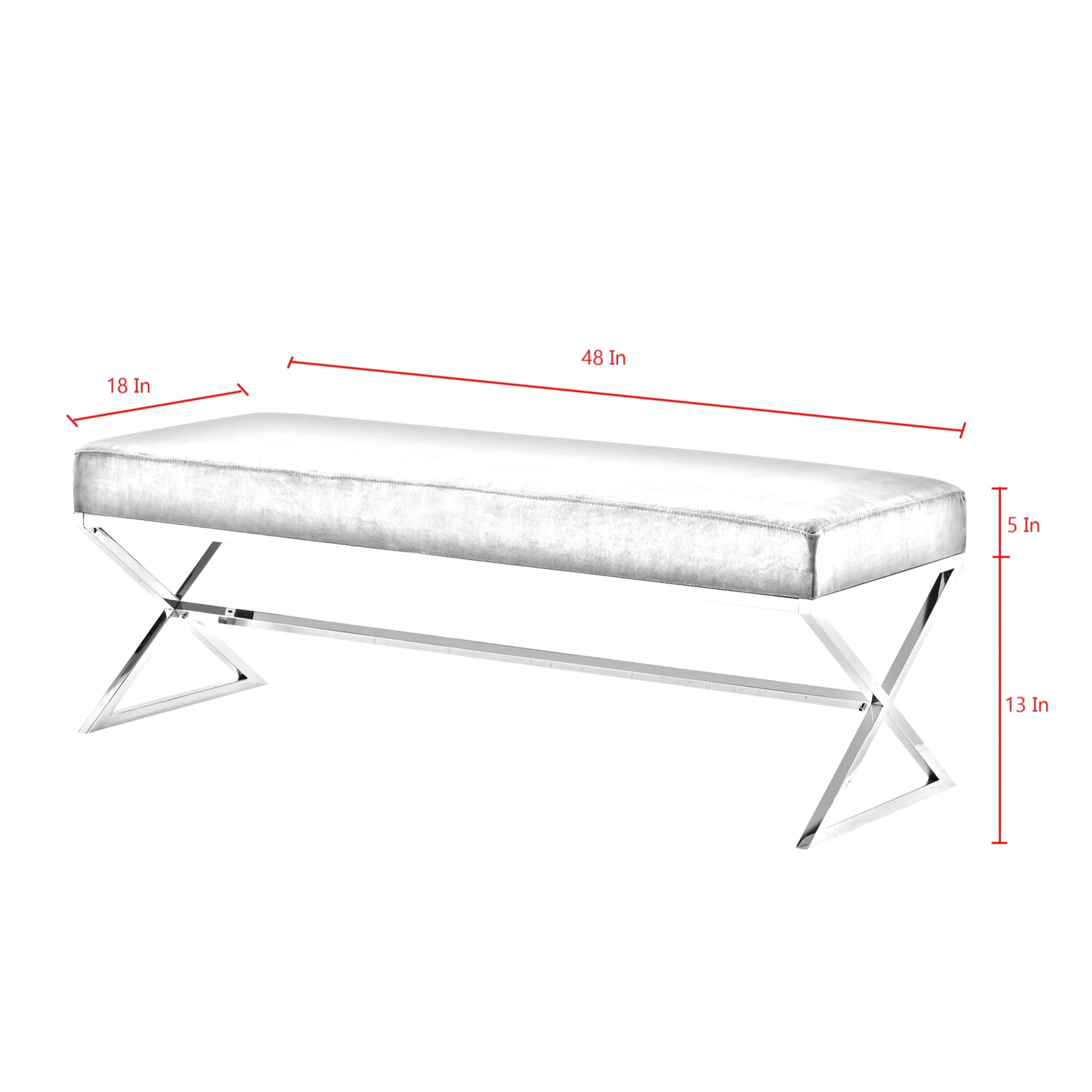 48" Rose And Silver Upholstered Faux Fur Bench By Homeroots - Image 8