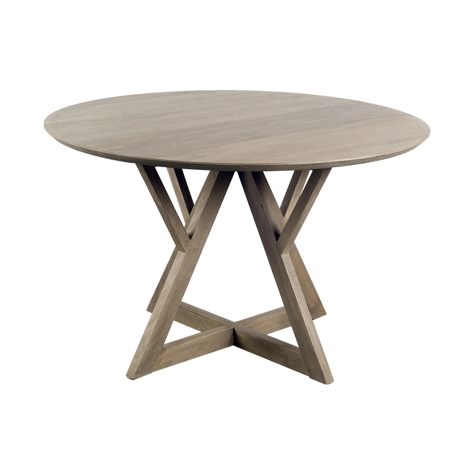 48' Round Brown Solid Wood Table Top And Base Dining Table By Homeroots - Image 3