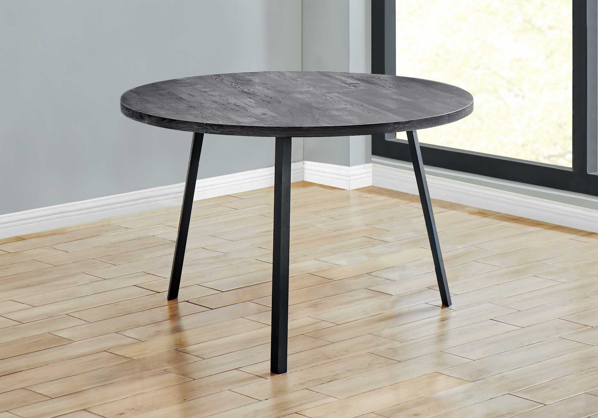 48" Round Dining Room Table With Black Reclaimed Wood And Black Metal By Homeroots - Image 2