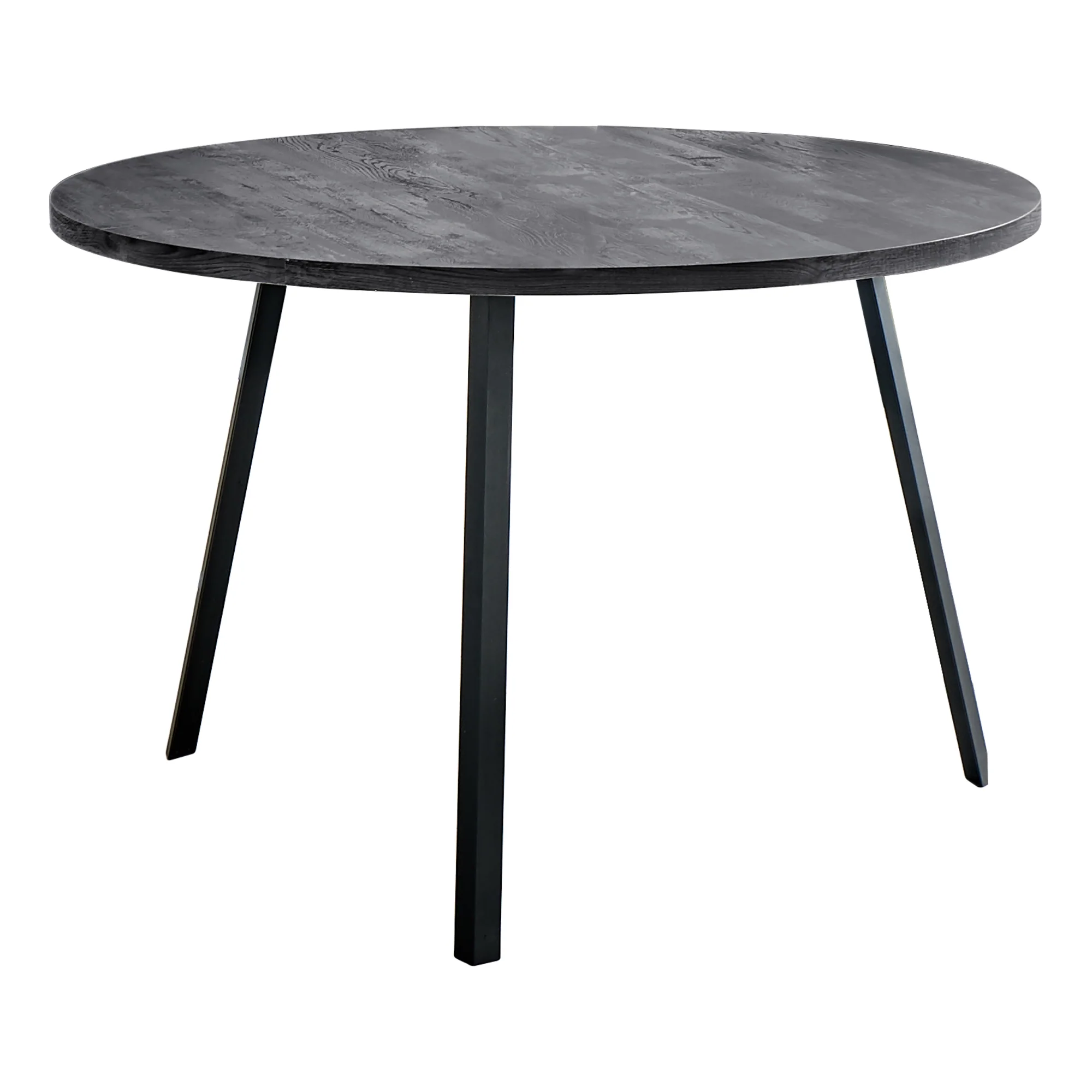 48" Round Dining Room Table With Black Reclaimed Wood And Black Metal By Homeroots - Image 3