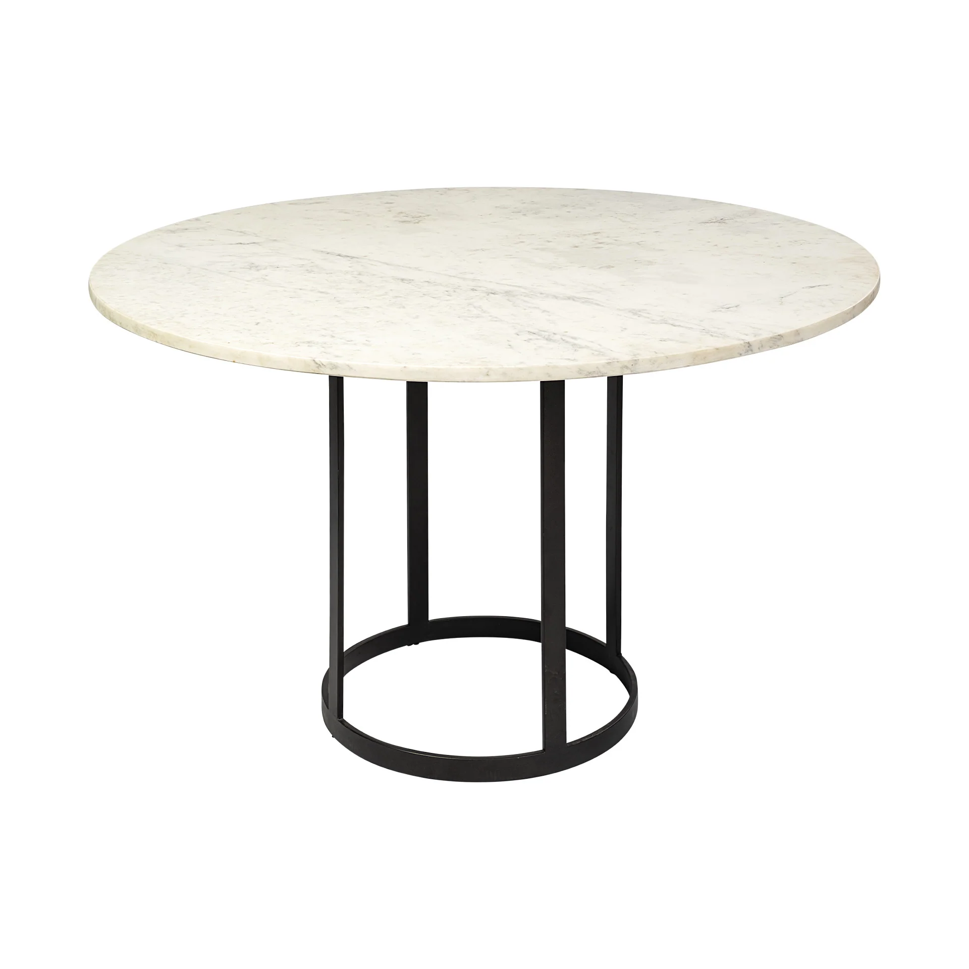 48' Round White Marble Top With Black Metal Base Dining Table By Homeroots - Image 2