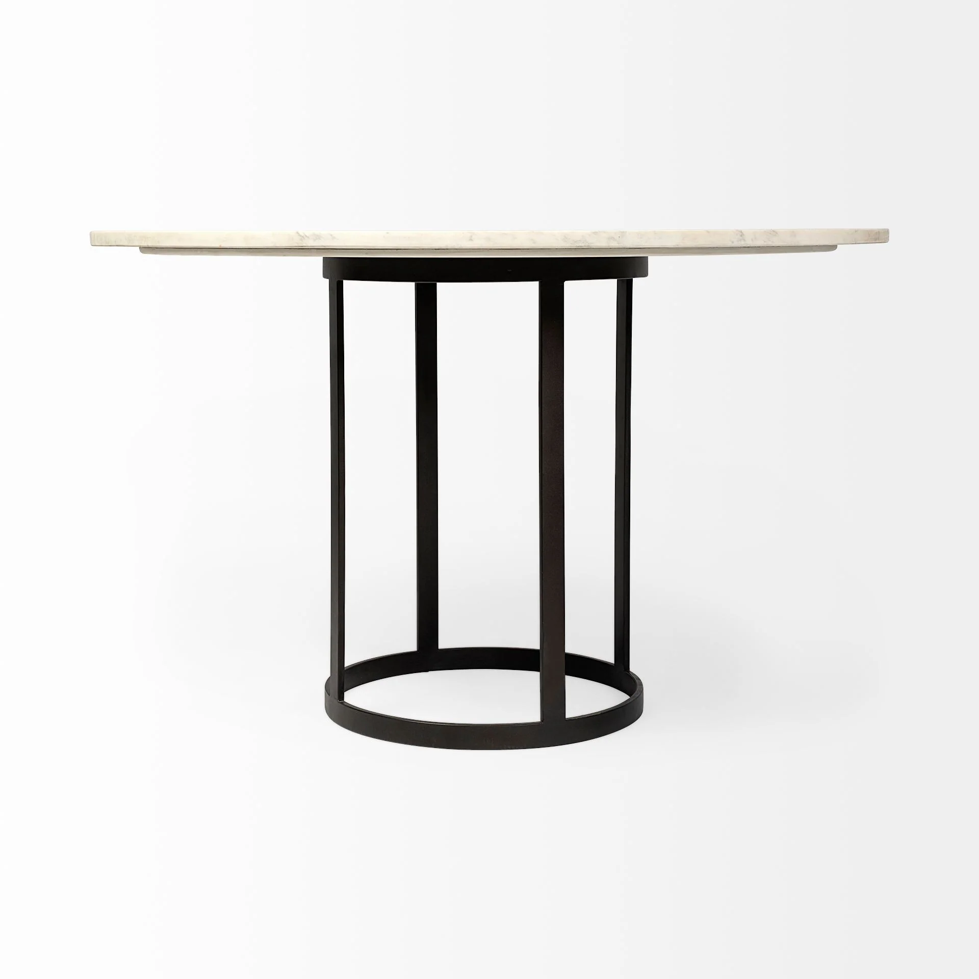 48' Round White Marble Top With Black Metal Base Dining Table By Homeroots - Image 4
