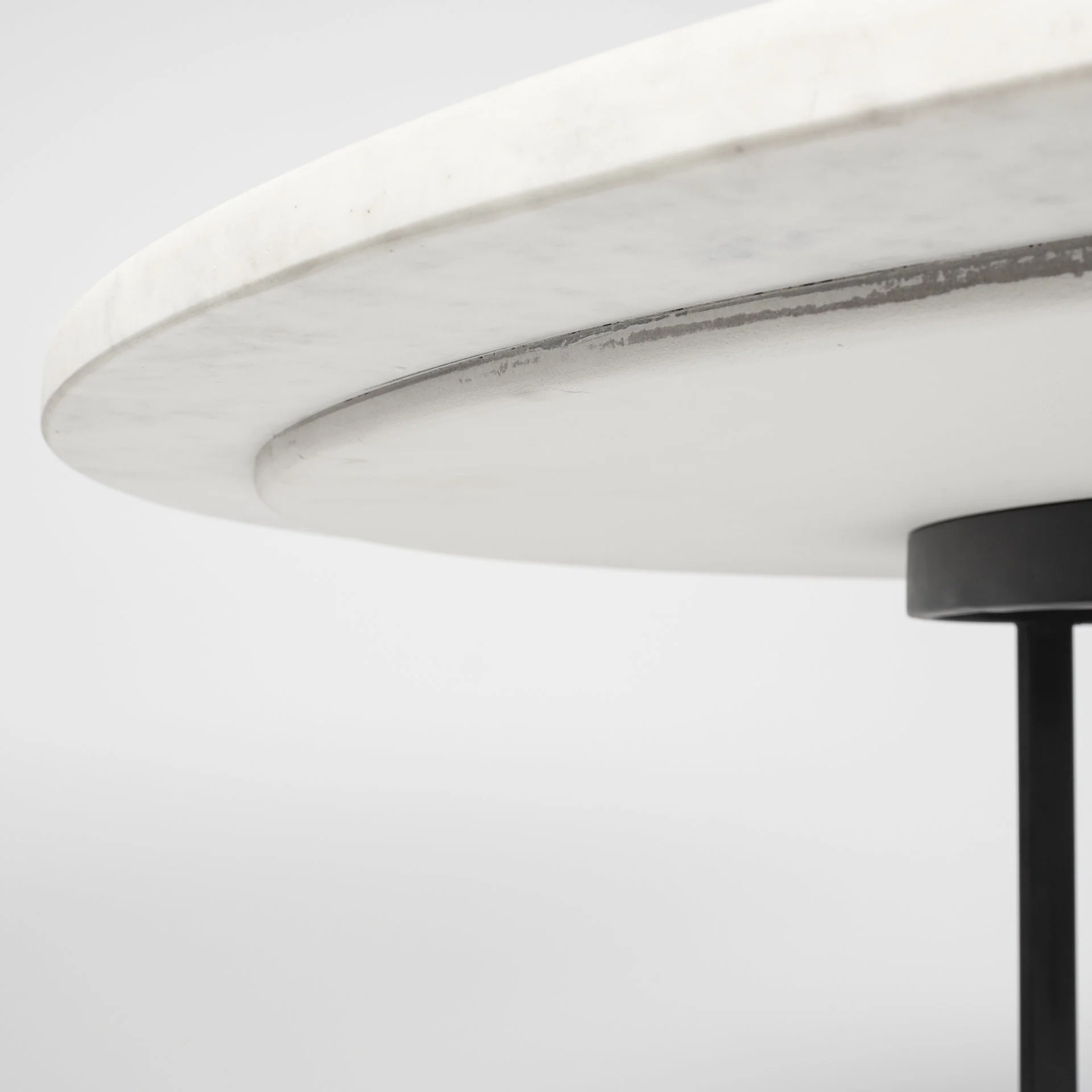 48' Round White Marble Top With Black Metal Base Dining Table By Homeroots - Image 6