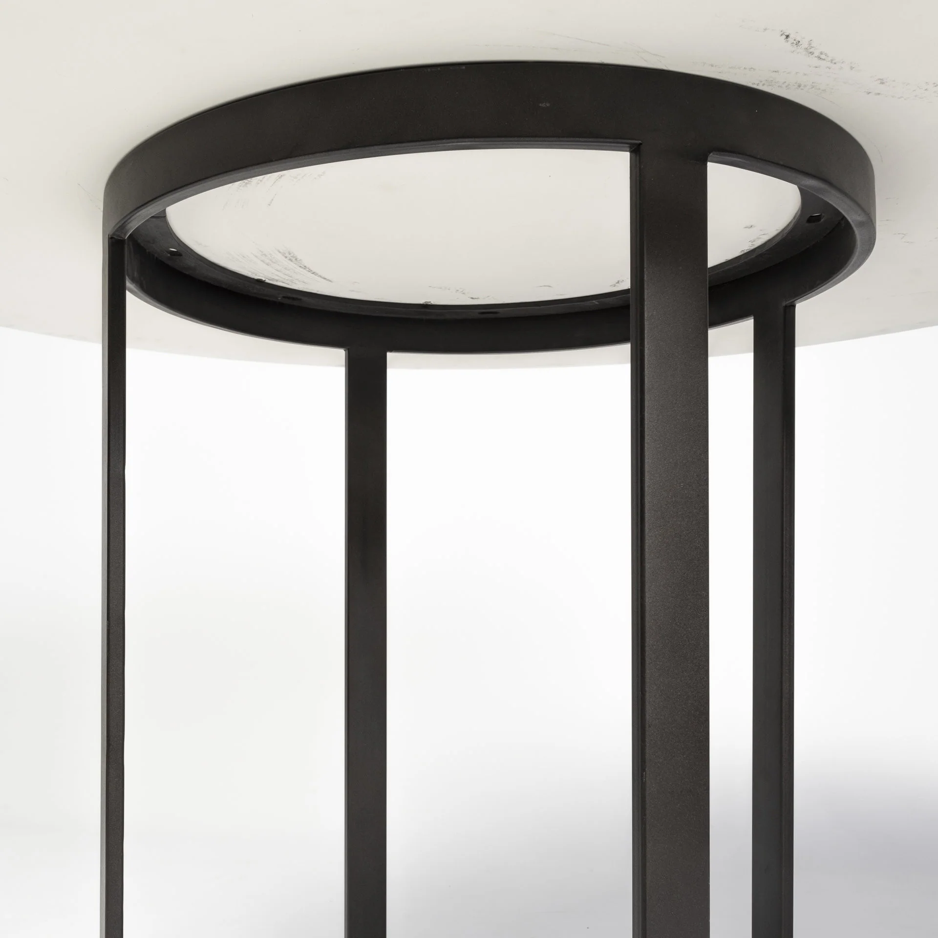 48' Round White Marble Top With Black Metal Base Dining Table By Homeroots - Image 7