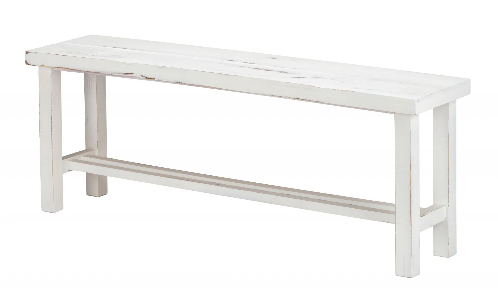 48" Rustic White Distressed Bench By Homeroots - Image 2