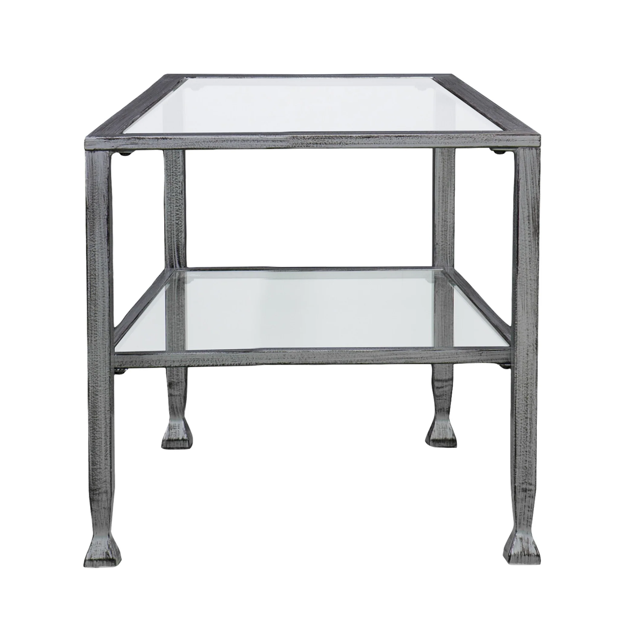 48" Silver Glass And Metal Rectangular Coffee Table By Homeroots - Image 3