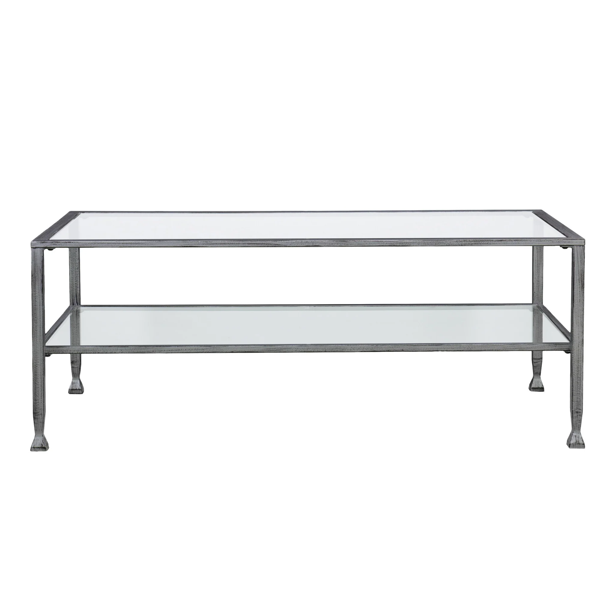 48" Silver Glass And Metal Rectangular Coffee Table By Homeroots - Image 5