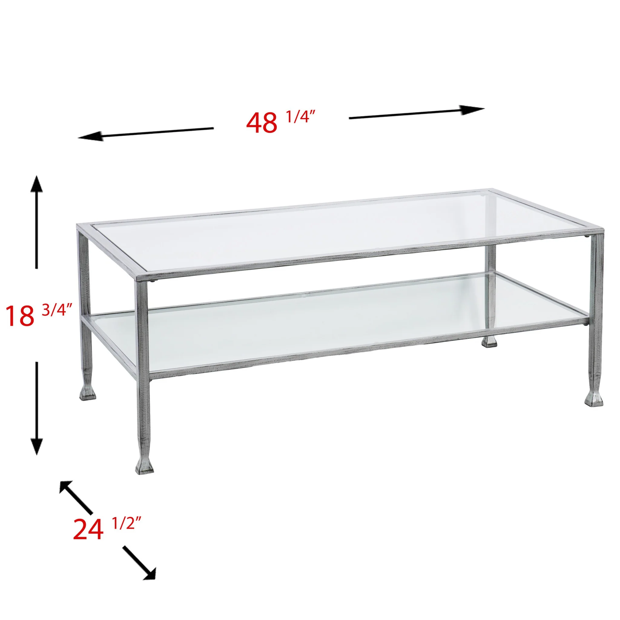 48" Silver Glass And Metal Rectangular Coffee Table By Homeroots - Image 8