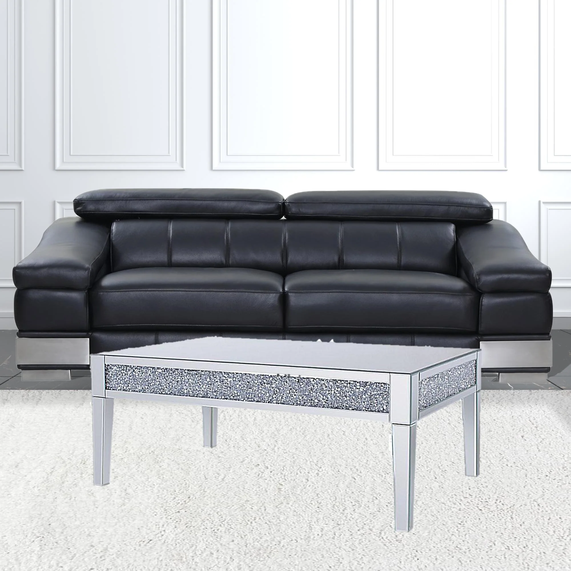 48" Silver Mirrored Rectangular Mirrored Coffee Table By Homeroots - Image 2
