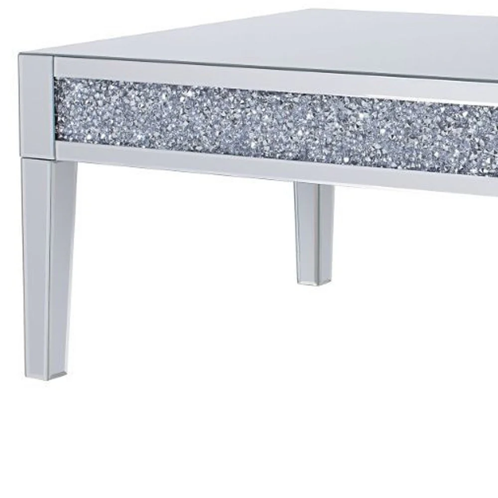 48" Silver Mirrored Rectangular Mirrored Coffee Table By Homeroots - Image 4