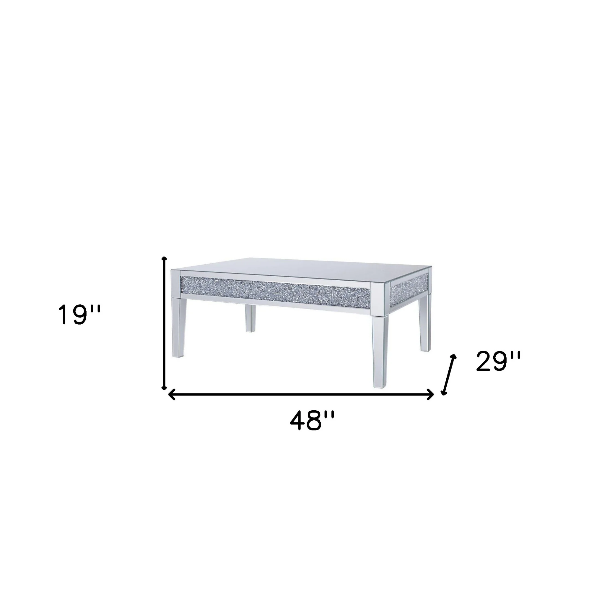 48" Silver Mirrored Rectangular Mirrored Coffee Table By Homeroots - Image 5