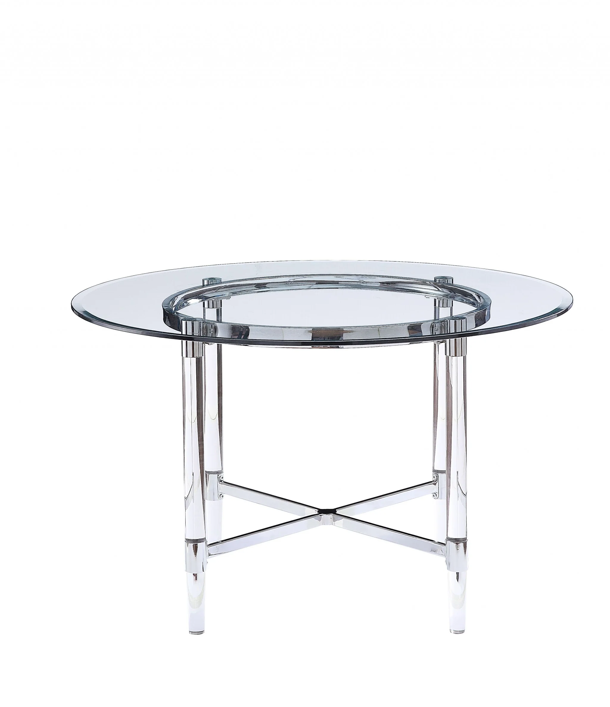 48' Striking Round Glass And Acrylic Dining Table By Homeroots - Image 3