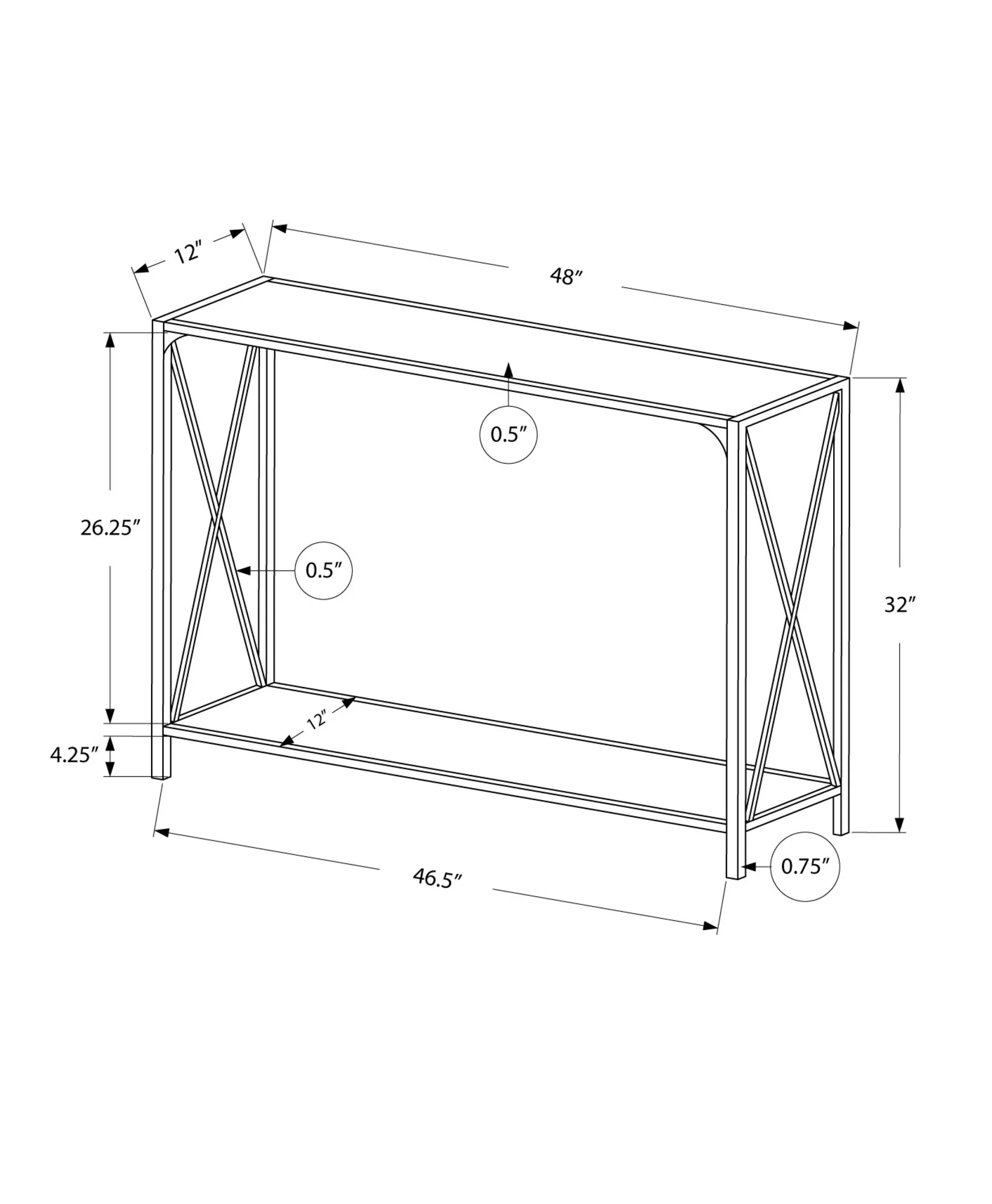 48" Taupe And Black Console Table With Storage By Homeroots - Image 4