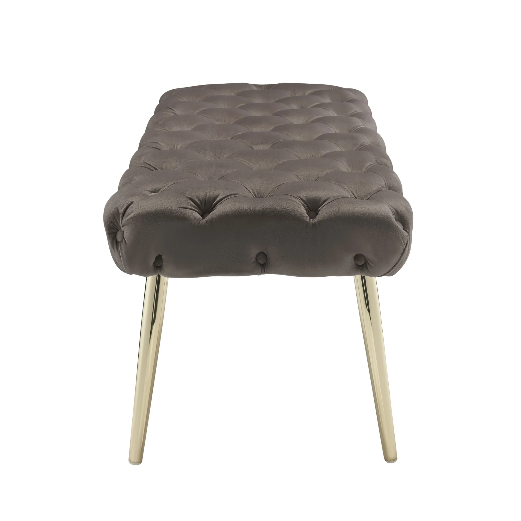 48" Taupe And Gold Upholstered Velvet Bench By Homeroots - Image 3