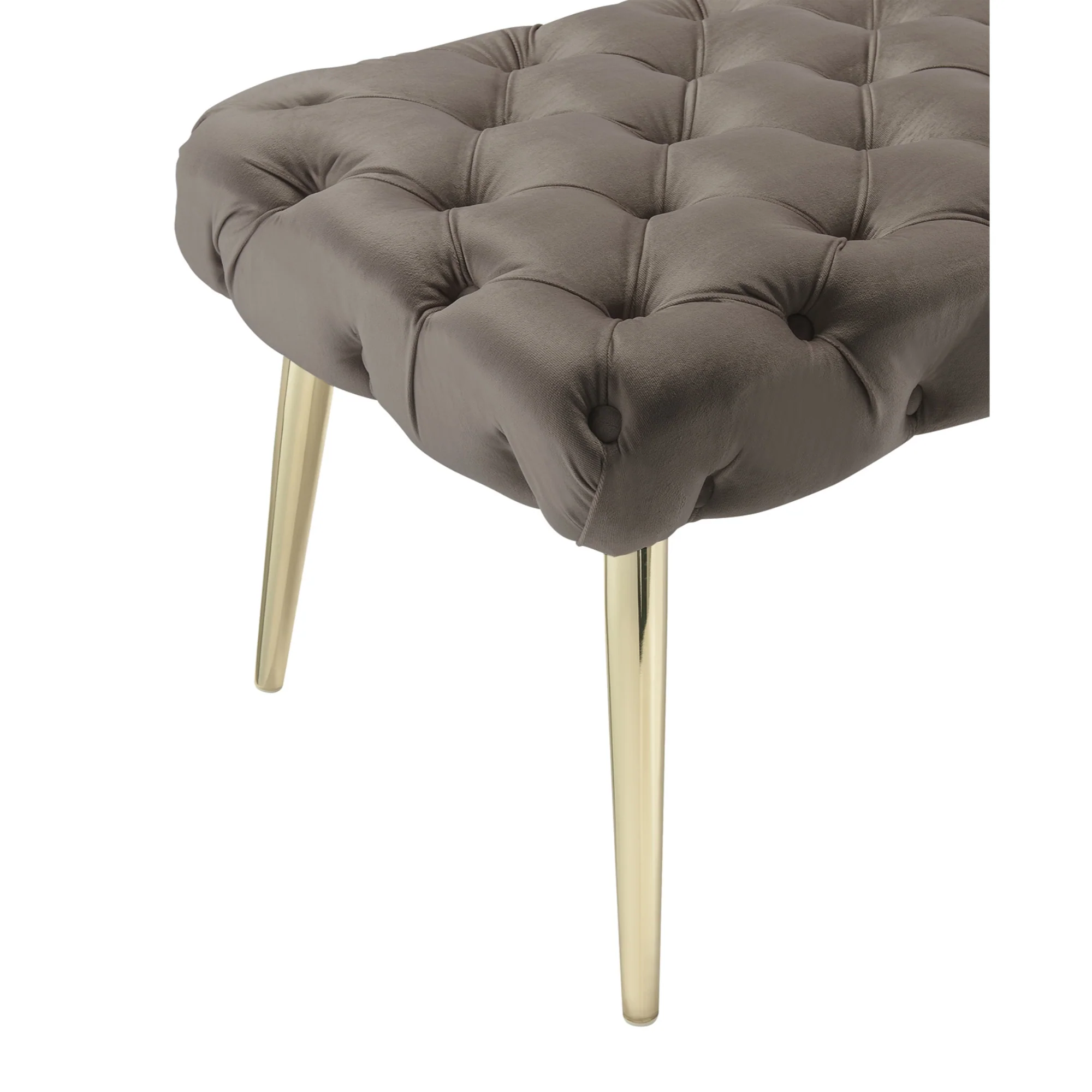 48" Taupe And Gold Upholstered Velvet Bench By Homeroots - Image 4