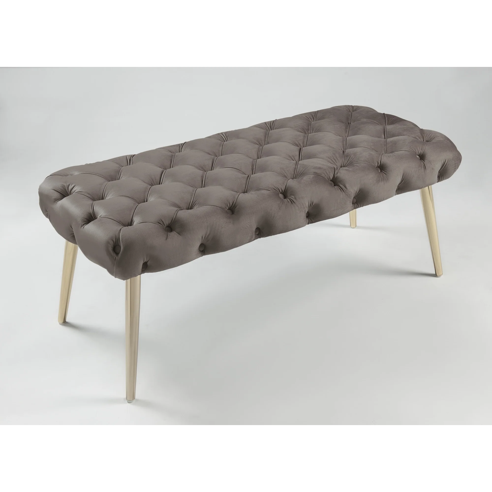 48" Taupe And Gold Upholstered Velvet Bench By Homeroots - Image 7
