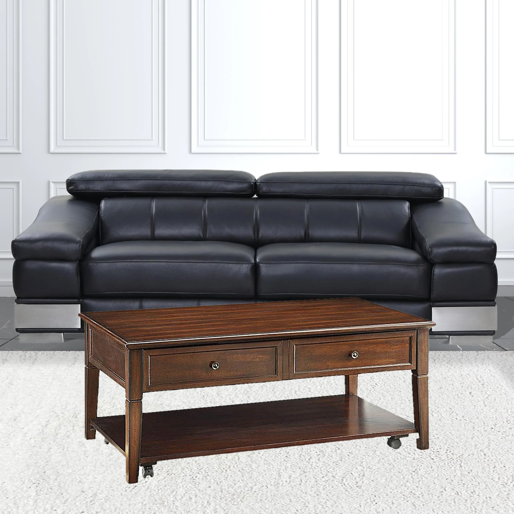 48" Walnut Manufactured Wood Rectangular Lift Top Coffee Table With Shelf By Homeroots - Image 2