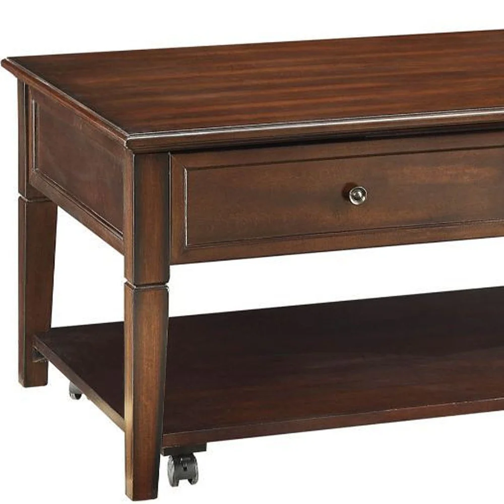 48" Walnut Manufactured Wood Rectangular Lift Top Coffee Table With Shelf By Homeroots - Image 4