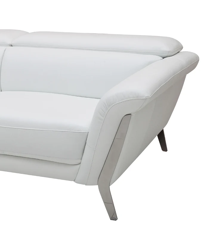 48' White Leather and Steel Sofa Set By Homeroots - Image 5